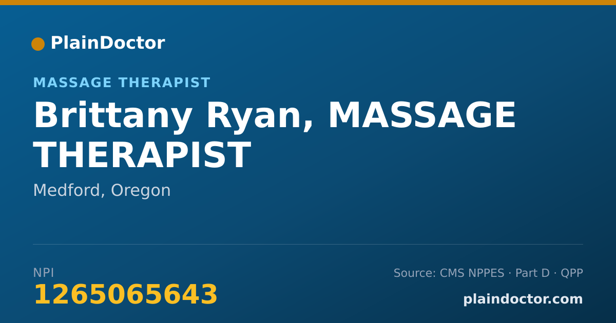 Shareable card for Brittany Ryan, MASSAGE THERAPIST - Massage Therapist, Medford, OR