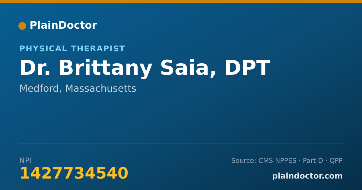Shareable card for Brittany Saia, DPT - Physical Therapist, Medford, MA
