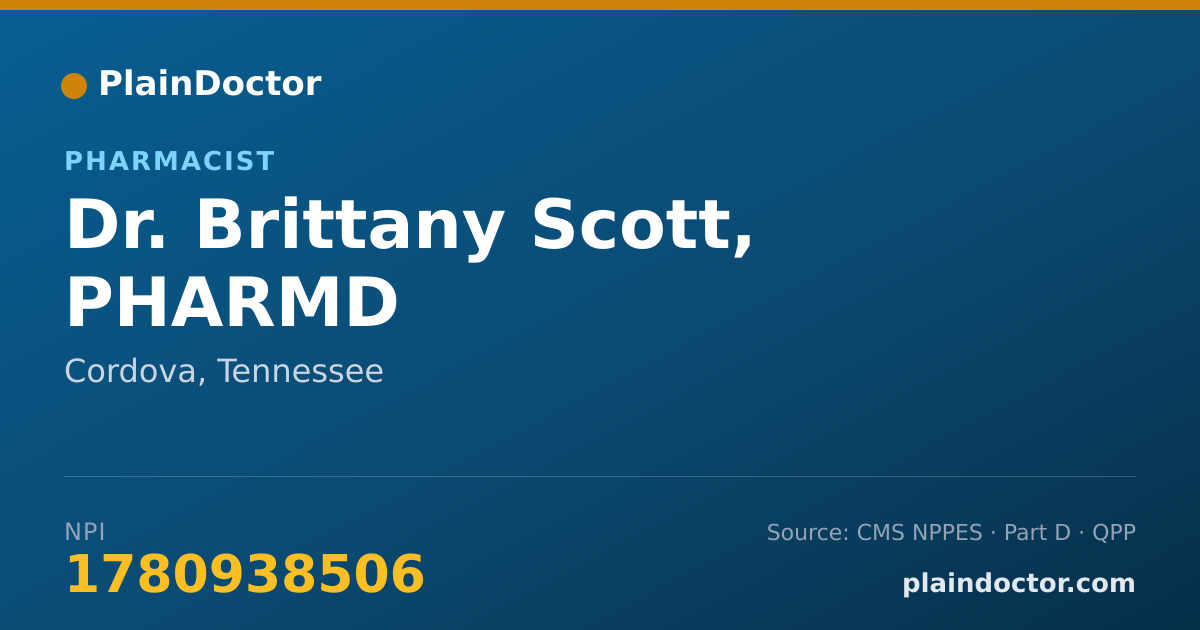 Shareable card for Brittany Scott, PHARMD - Pharmacist, Cordova, TN