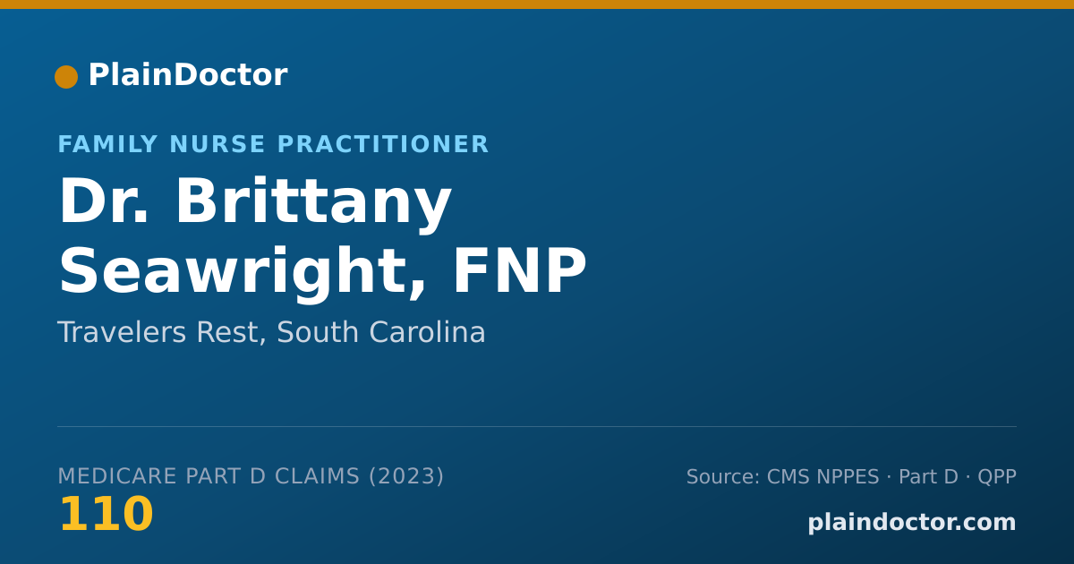 Shareable card for Brittany Seawright, FNP - Family Nurse Practitioner, Travelers Rest, SC