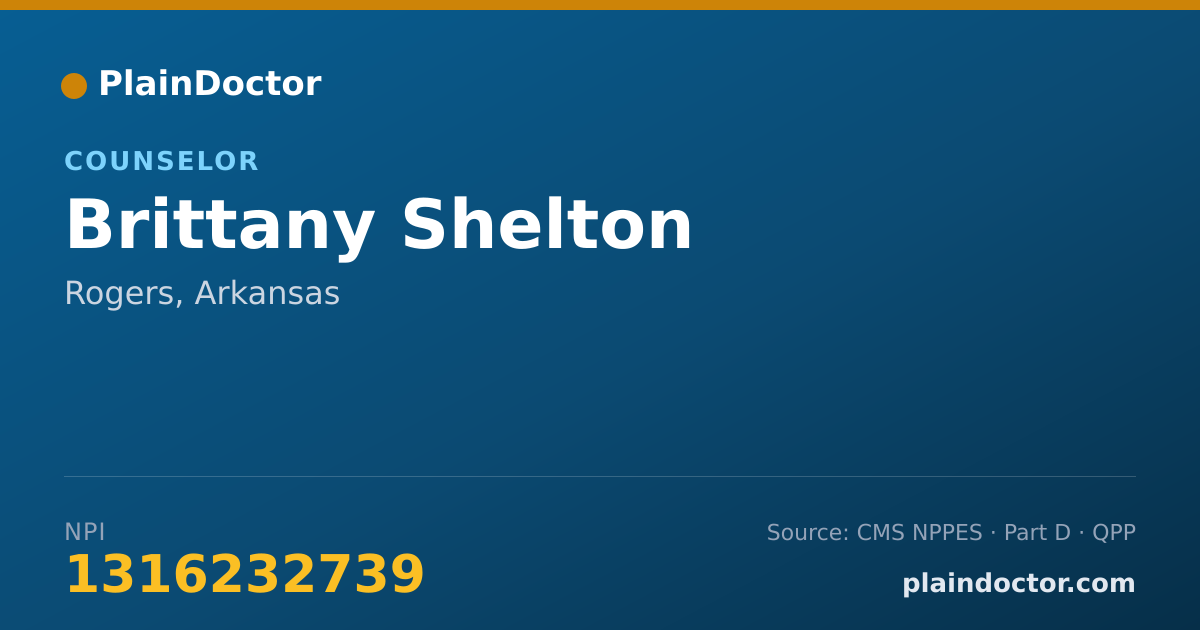 Shareable card for Brittany Shelton - Counselor, Rogers, AR
