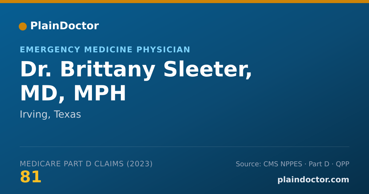 Shareable card for Brittany Sleeter, MD, MPH - Emergency Medicine Physician, Irving, TX