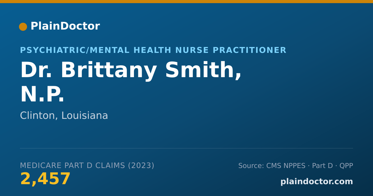 Shareable card for Brittany Smith, N.P. - Psychiatric/Mental Health Nurse Practitioner, Clinton, LA
