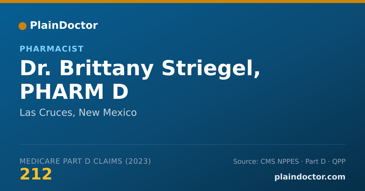 Shareable card for Brittany Striegel, PHARM D - Pharmacist, Las Cruces, NM
