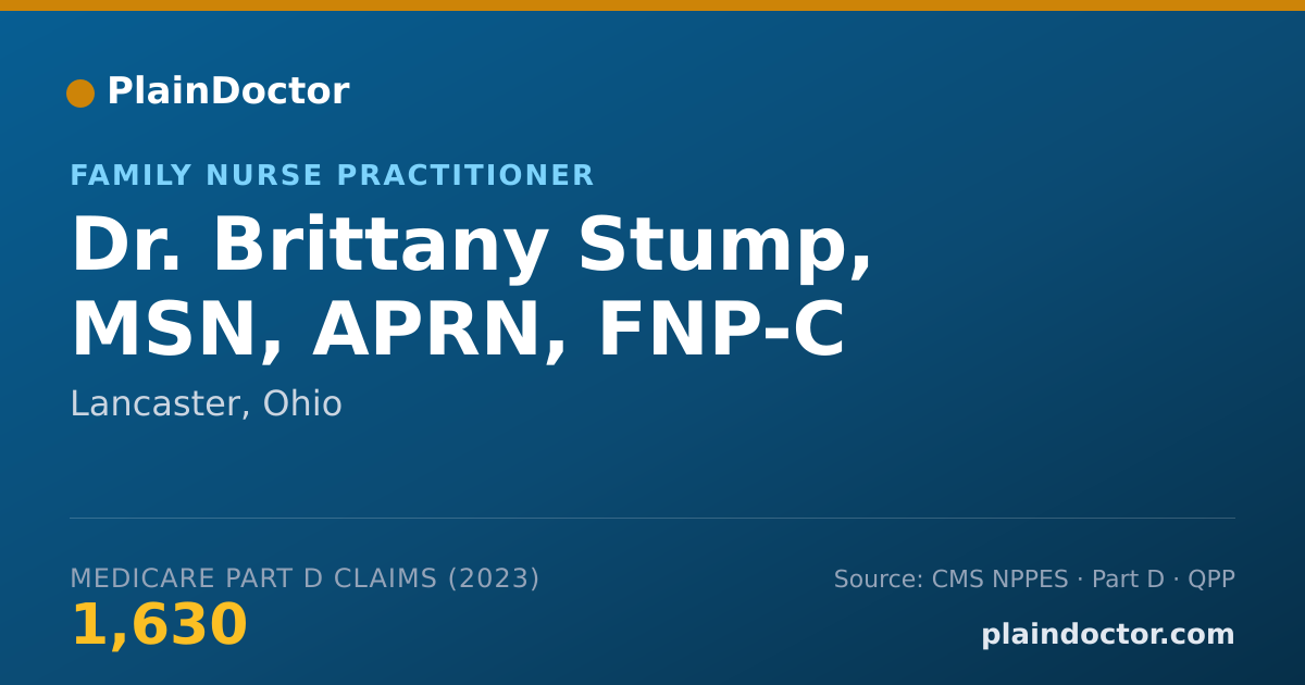 Shareable card for Brittany Stump, MSN, APRN,  FNP-C - Family Nurse Practitioner, Lancaster, OH