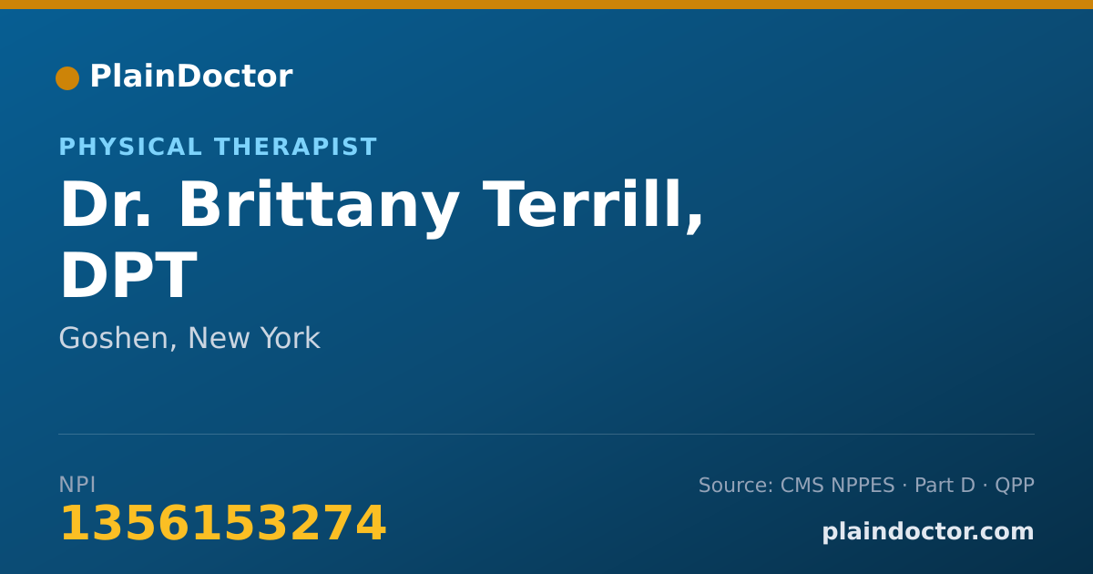 Shareable card for Brittany Terrill, DPT - Physical Therapist, Goshen, NY