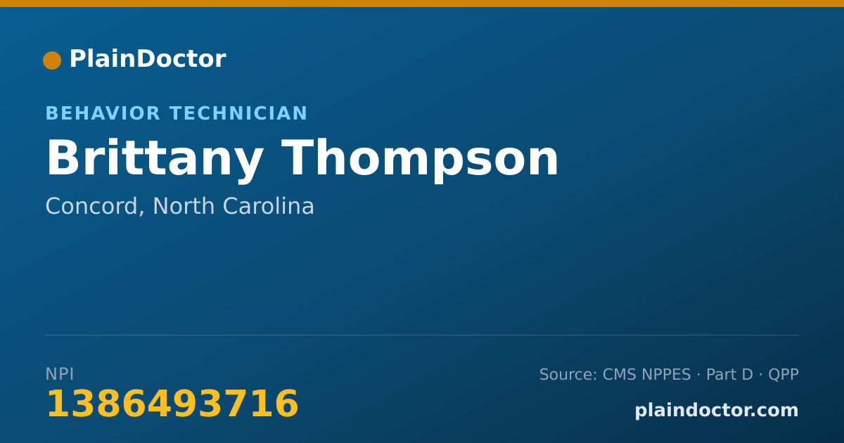 Shareable card for Brittany Thompson - Behavior Technician, Concord, NC