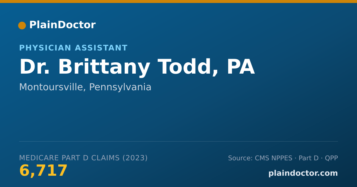 Shareable card for Brittany Todd, PA - Physician Assistant, Montoursville, PA