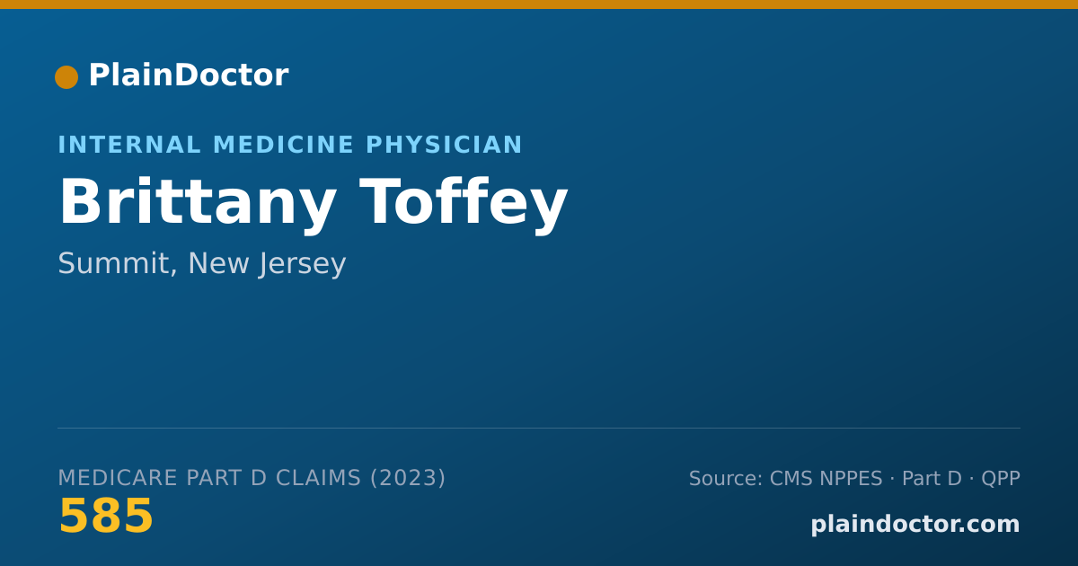 Shareable card for Brittany Toffey - Internal Medicine Physician, Summit, NJ