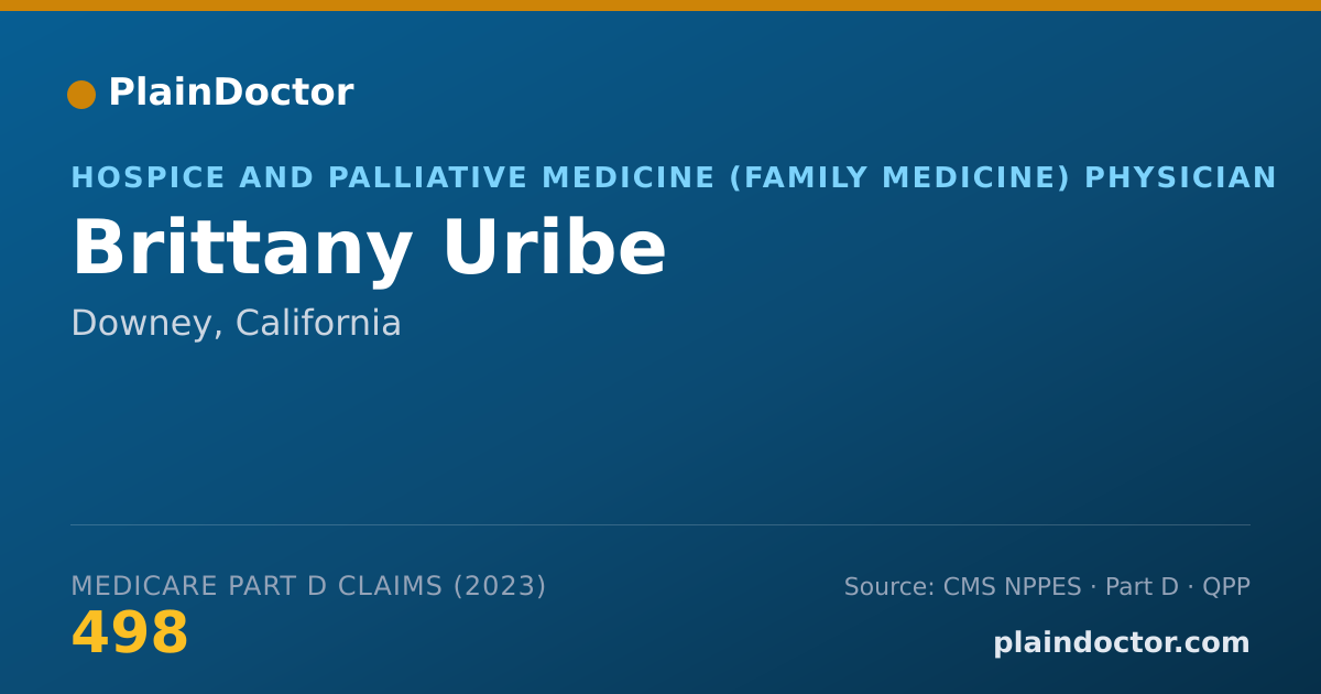 Shareable card for Brittany Uribe - Hospice and Palliative Medicine (Family Medicine) Physician, Downey, CA