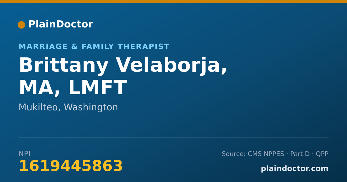 Shareable card for Brittany Velaborja, MA, LMFT - Marriage & Family Therapist, Mukilteo, WA