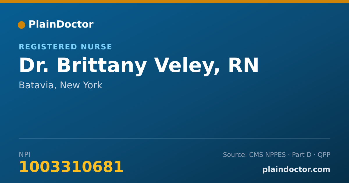 Shareable card for Brittany Veley, RN - Registered Nurse, Batavia, NY