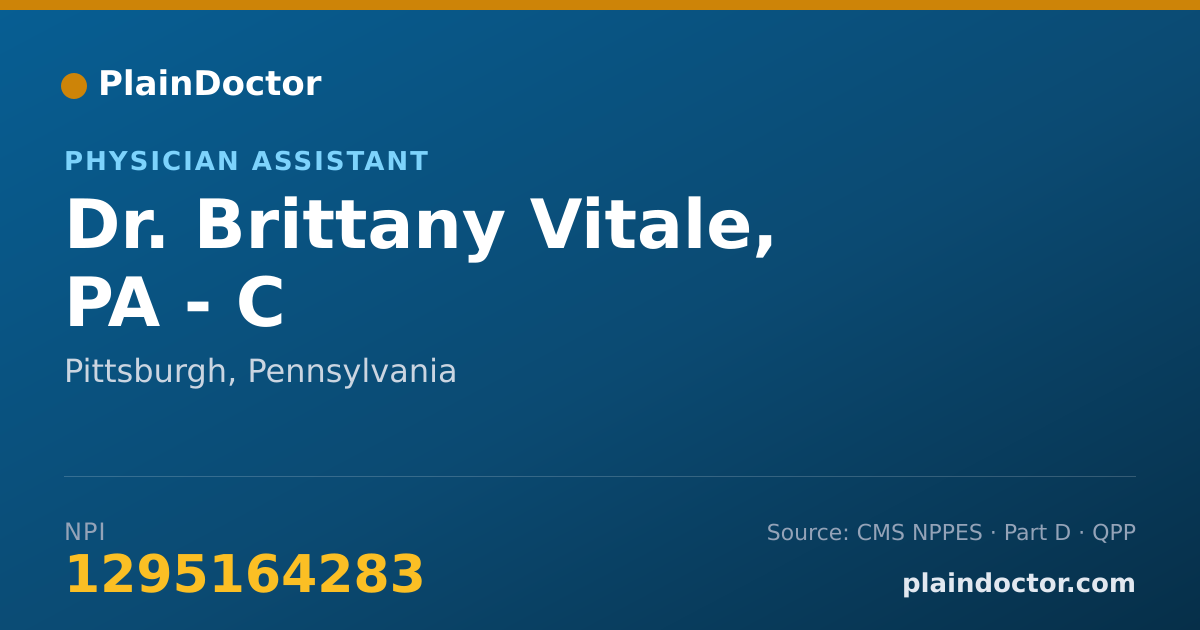 Shareable card for Brittany Vitale, PA - C - Physician Assistant, Pittsburgh, PA
