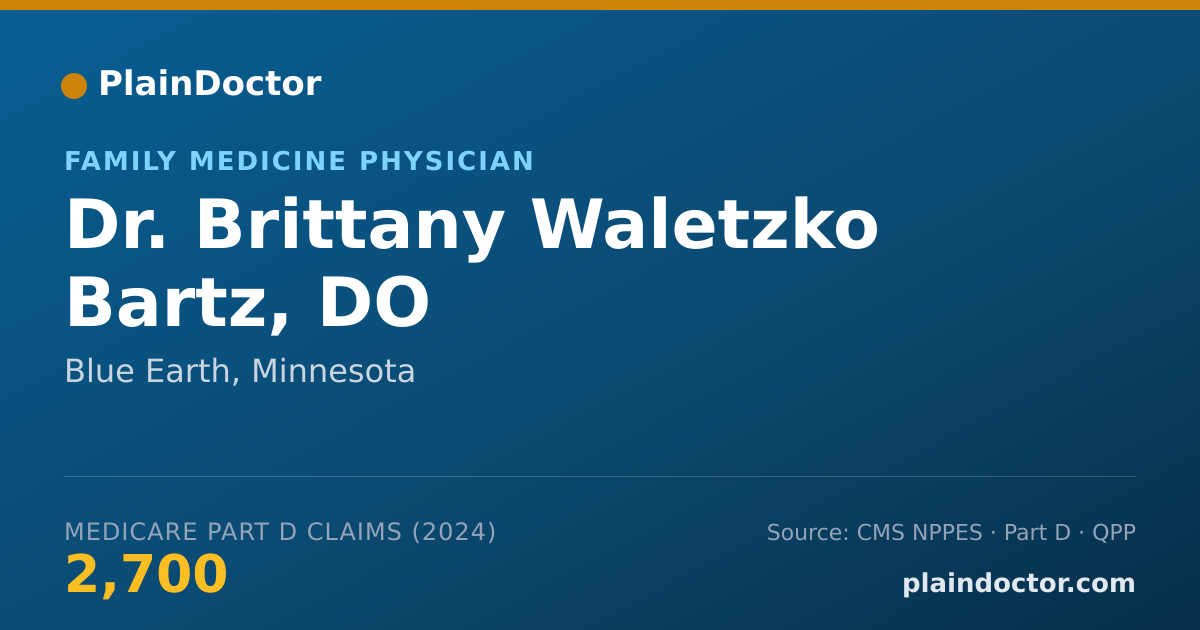 Shareable card for Brittany Waletzko Bartz, DO - Family Medicine Physician, Blue Earth, MN