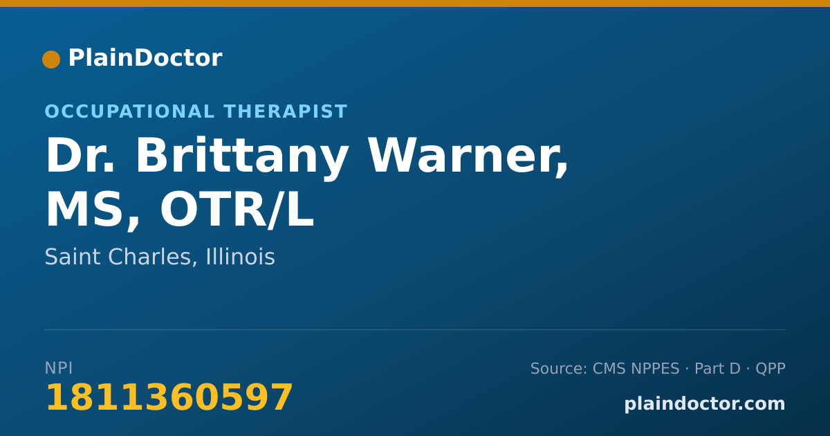 Shareable card for Brittany Warner, MS, OTR/L - Occupational Therapist, Saint Charles, IL