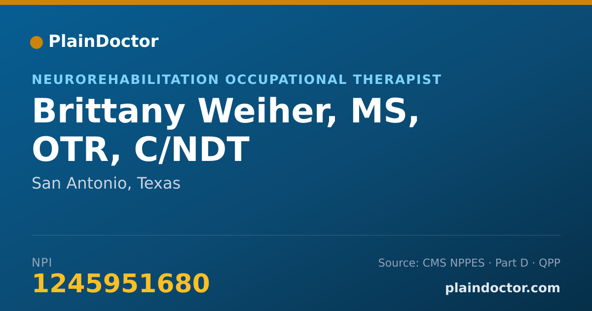 Shareable card for Brittany Weiher, MS, OTR, C/NDT - Neurorehabilitation Occupational Therapist, San Antonio, TX