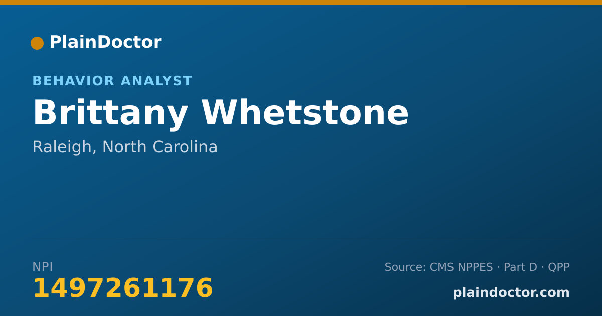 Shareable card for Brittany Whetstone - Behavior Analyst, Raleigh, NC