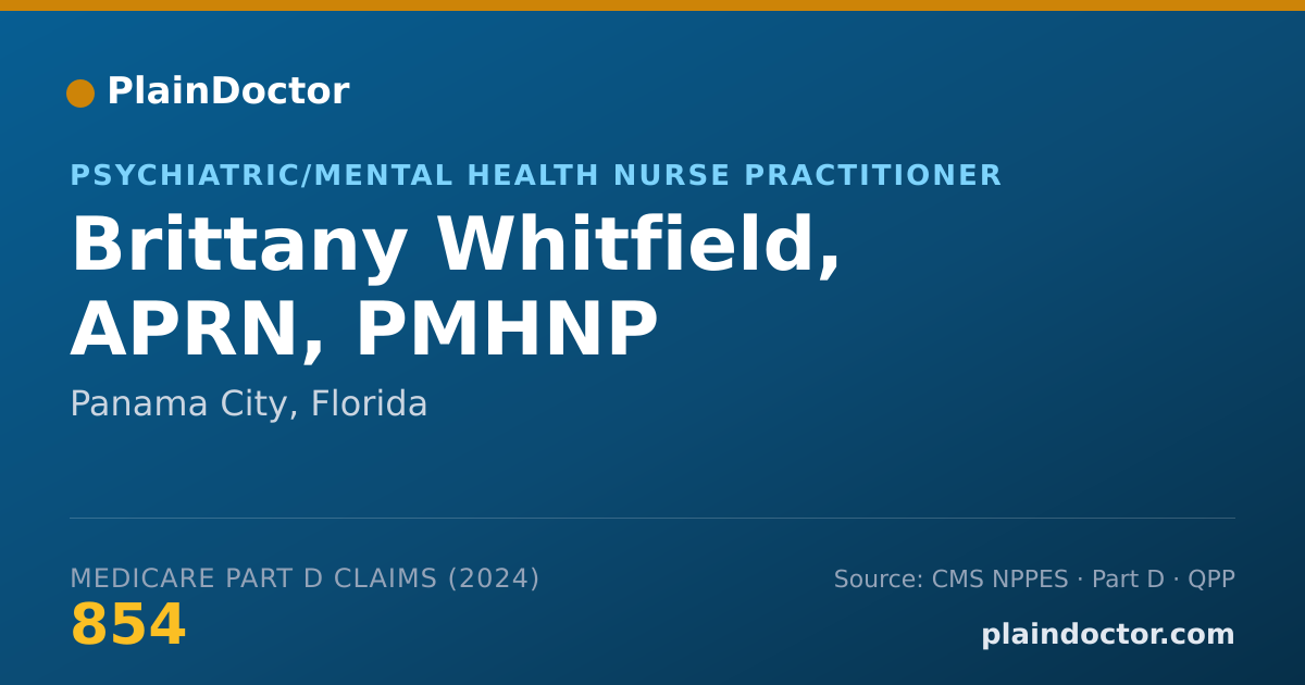 Shareable card for Brittany Whitfield, APRN, PMHNP - Psychiatric/Mental Health Nurse Practitioner, Panama City, FL