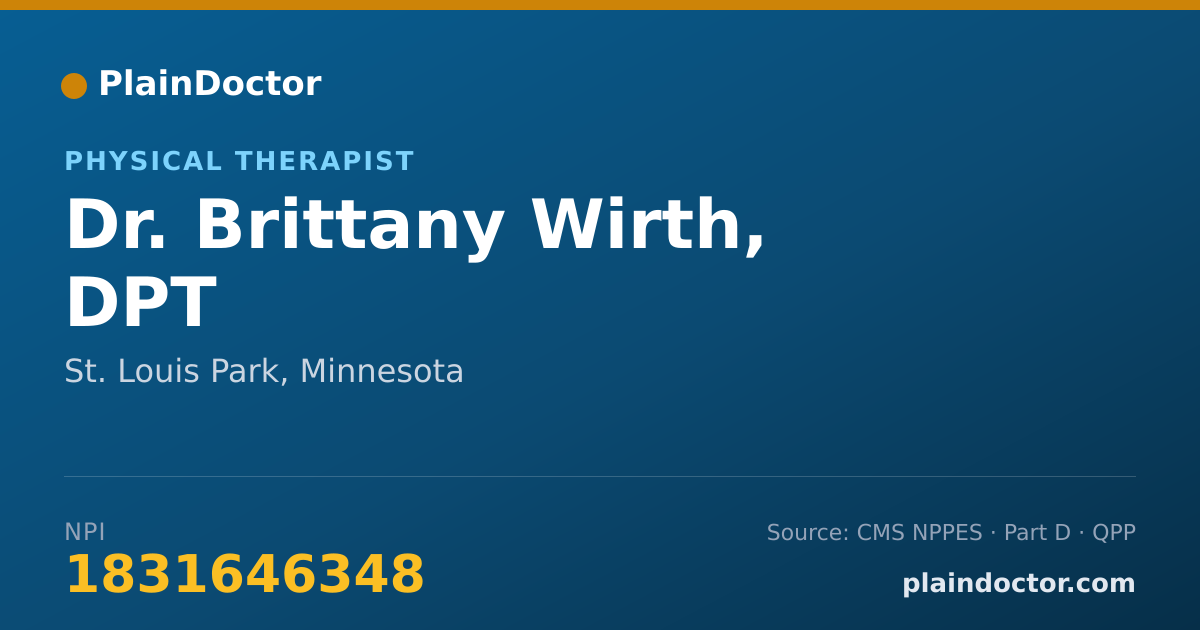 Shareable card for Brittany Wirth, DPT - Physical Therapist, St. Louis Park, MN