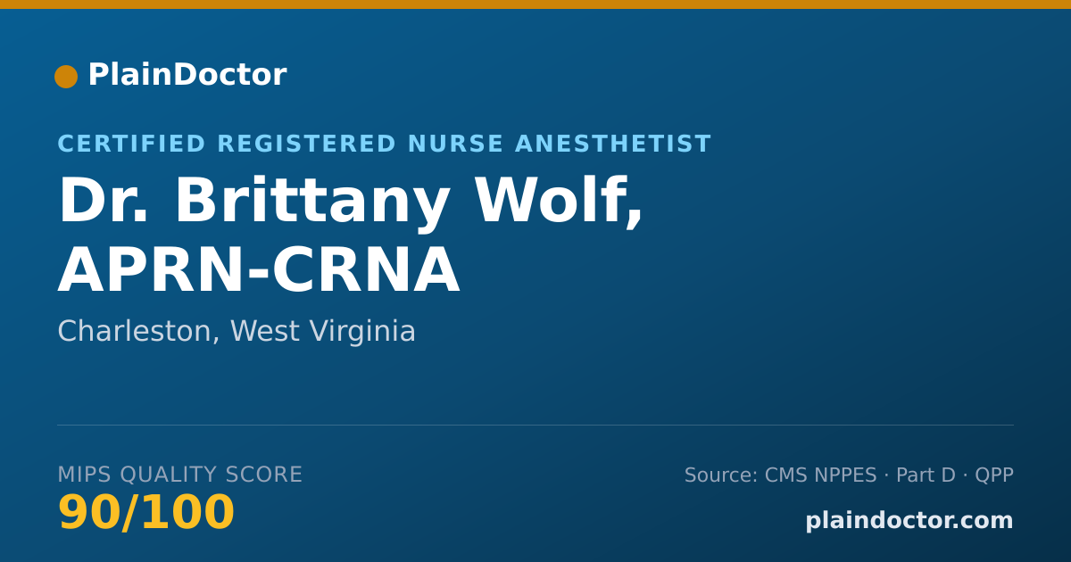 Shareable card for Brittany Wolf, APRN-CRNA - Certified Registered Nurse Anesthetist, Charleston, WV
