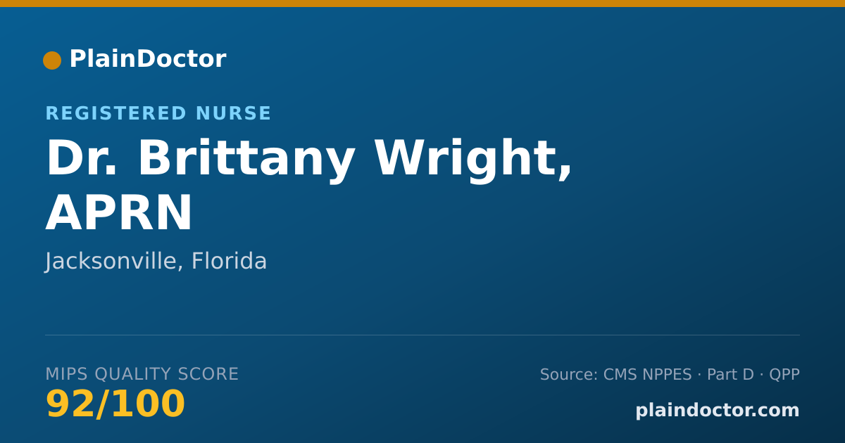 Shareable card for Brittany Wright, APRN - Registered Nurse, Jacksonville, FL