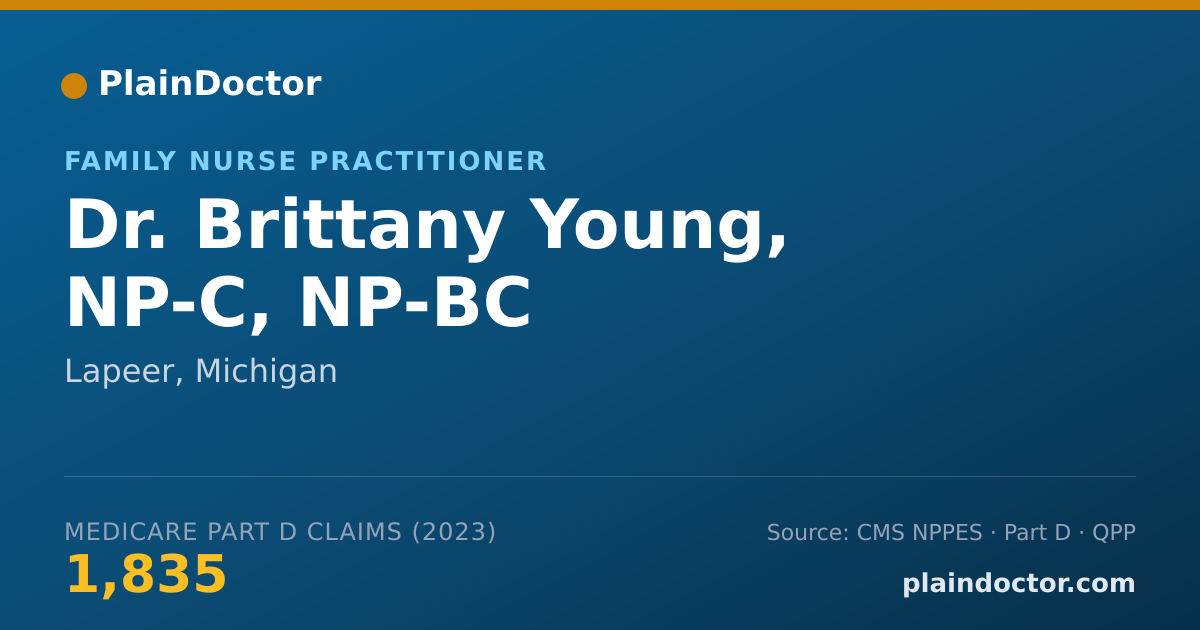 Shareable card for Brittany Young, NP-C, NP-BC - Family Nurse Practitioner, Lapeer, MI