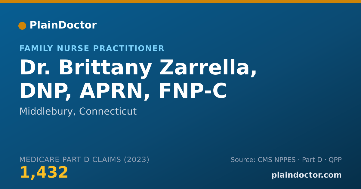 Shareable card for Brittany Zarrella, DNP, APRN, FNP-C - Family Nurse Practitioner, Middlebury, CT