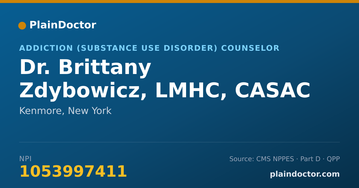 Shareable card for Brittany Zdybowicz, LMHC, CASAC - Addiction (Substance Use Disorder) Counselor, Kenmore, NY