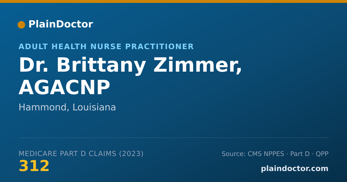 Shareable card for Brittany Zimmer, AGACNP - Adult Health Nurse Practitioner, Hammond, LA