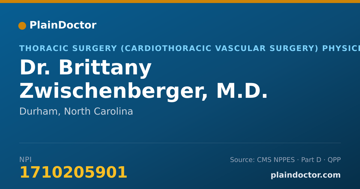 Shareable card for Brittany Zwischenberger, M.D. - Thoracic Surgery (Cardiothoracic Vascular Surgery) Physician, Durham, NC