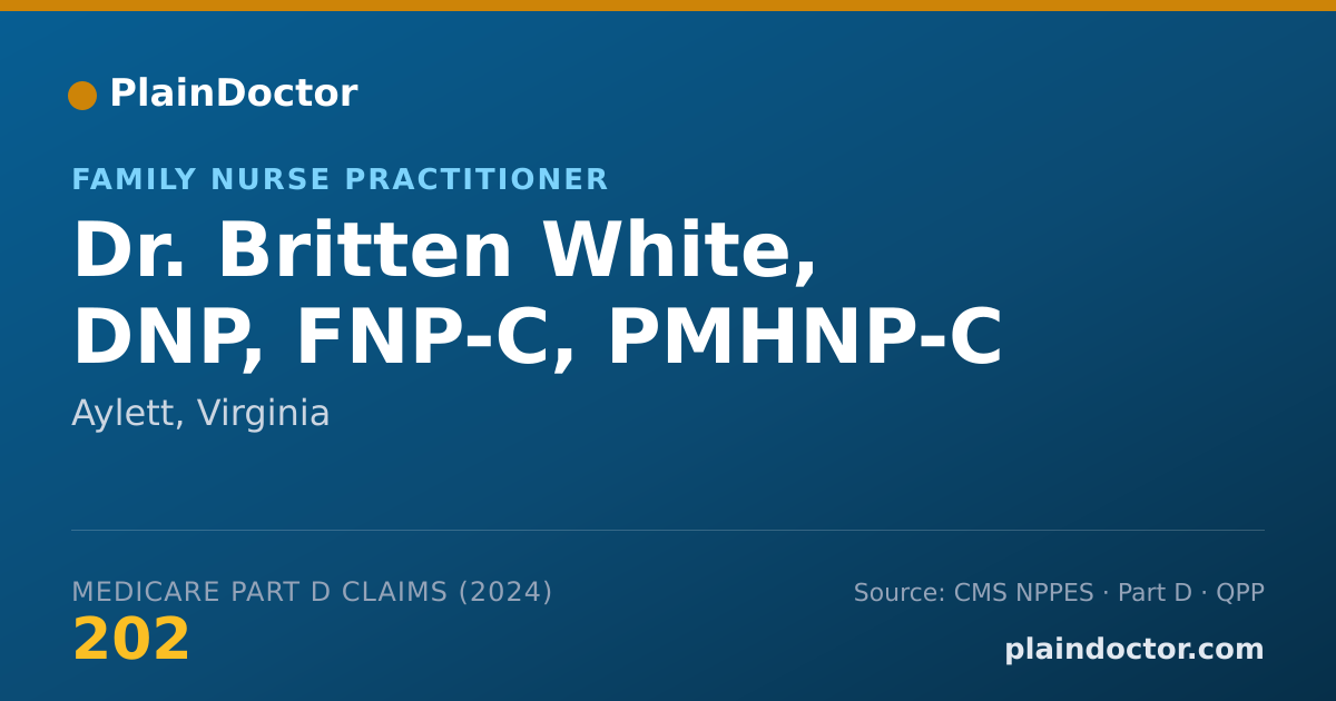 Shareable card for Britten White, DNP, FNP-C, PMHNP-C - Family Nurse Practitioner, Aylett, VA