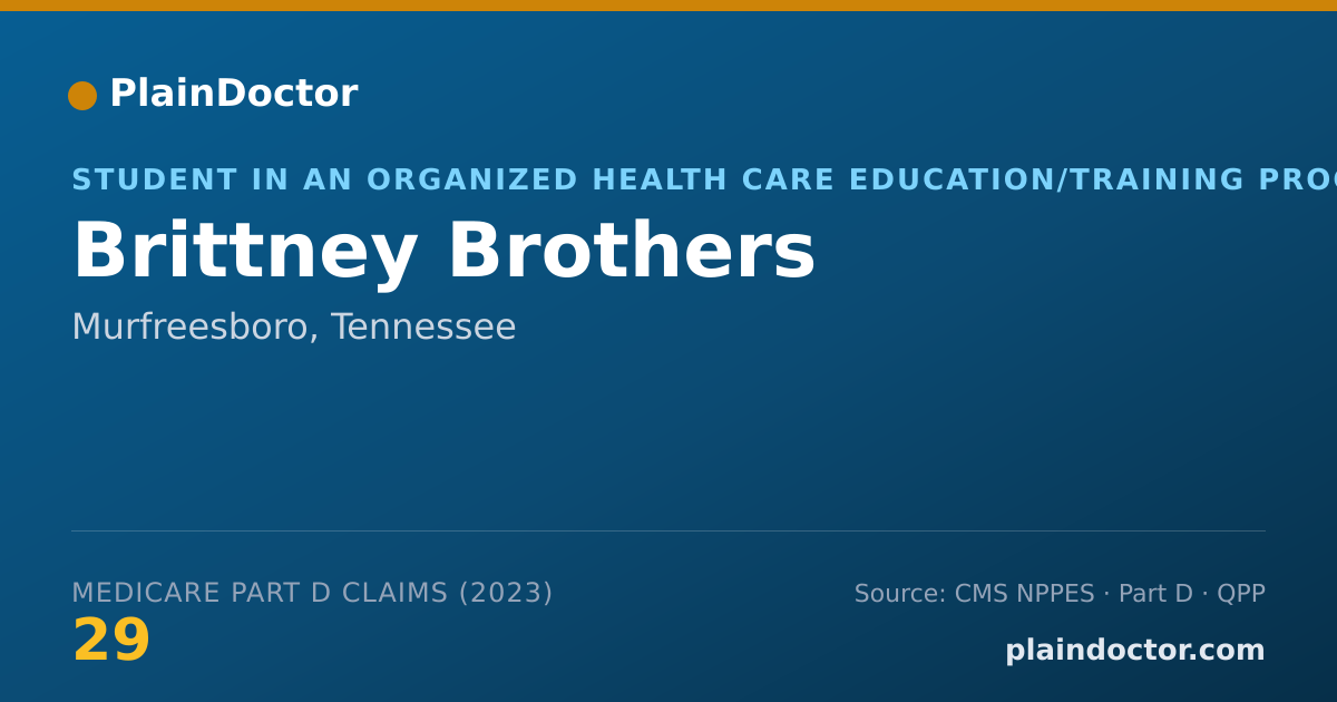 Shareable card for Brittney Brothers - Student in an Organized Health Care Education/Training Program, Murfreesboro, TN