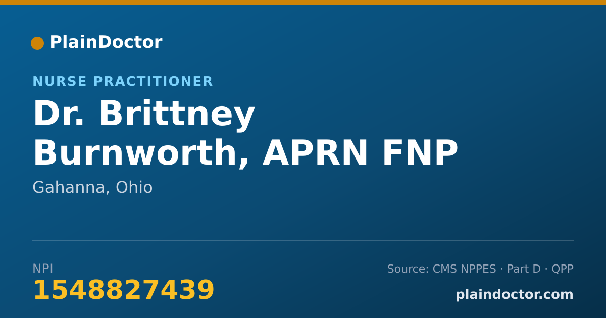 Shareable card for Brittney Burnworth, APRN FNP - Nurse Practitioner, Gahanna, OH