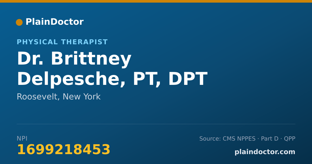 Shareable card for Brittney Delpesche, PT, DPT - Physical Therapist, Roosevelt, NY