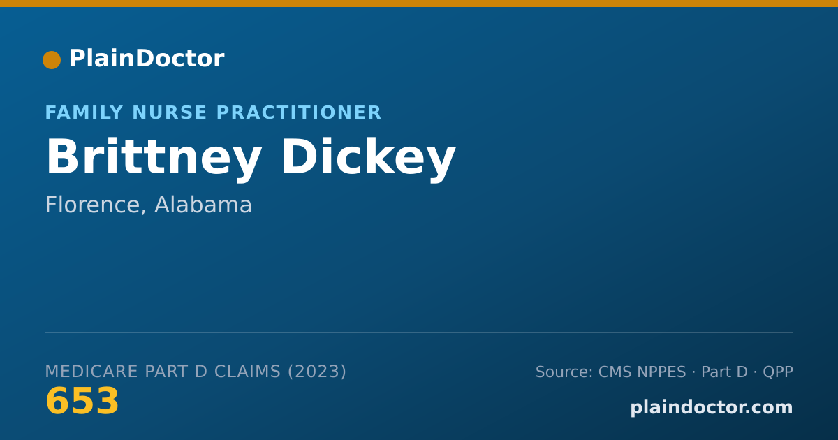 Shareable card for Brittney Dickey - Family Nurse Practitioner, Florence, AL