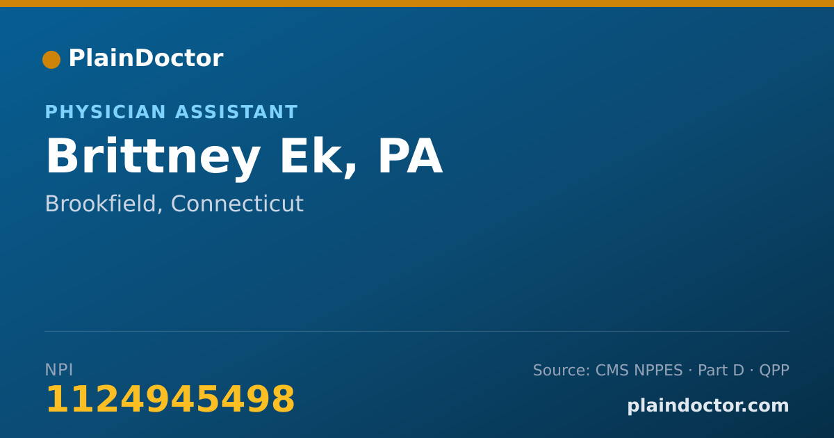 Shareable card for Brittney Ek, PA - Physician Assistant, Brookfield, CT
