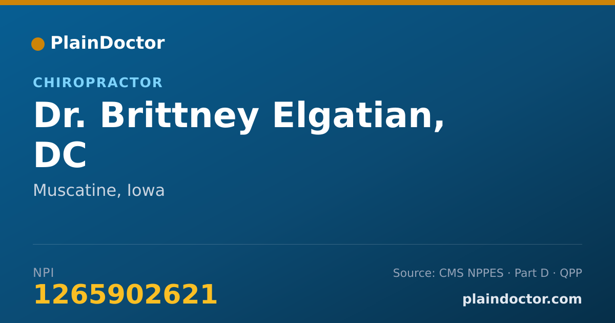 Shareable card for Brittney Elgatian, DC - Chiropractor, Muscatine, IA