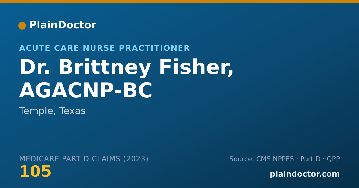 Shareable card for Brittney Fisher, AGACNP-BC - Acute Care Nurse Practitioner, Temple, TX