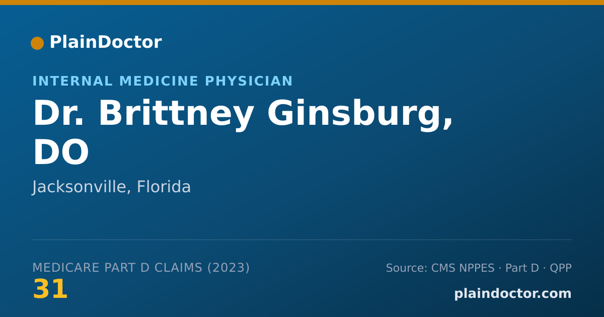 Shareable card for Brittney Ginsburg, DO - Internal Medicine Physician, Jacksonville, FL