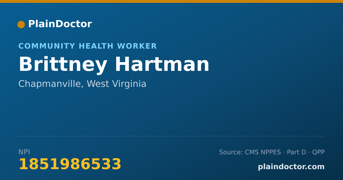 Shareable card for Brittney Hartman - Community Health Worker, Chapmanville, WV