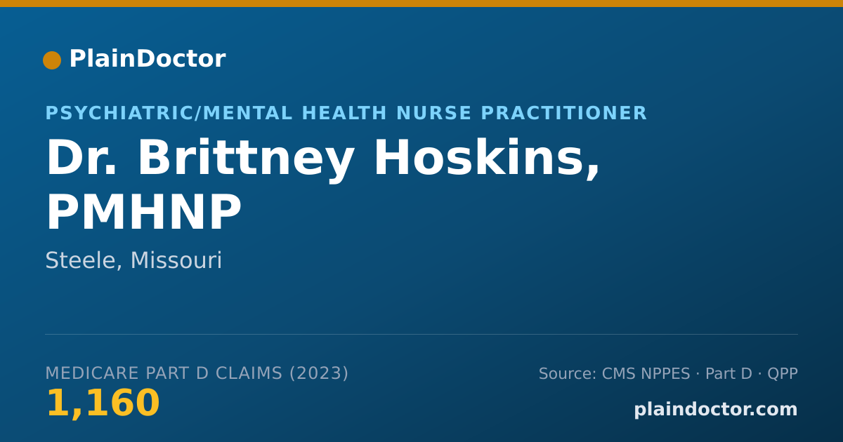 Shareable card for Brittney Hoskins, PMHNP - Psychiatric/Mental Health Nurse Practitioner, Steele, MO