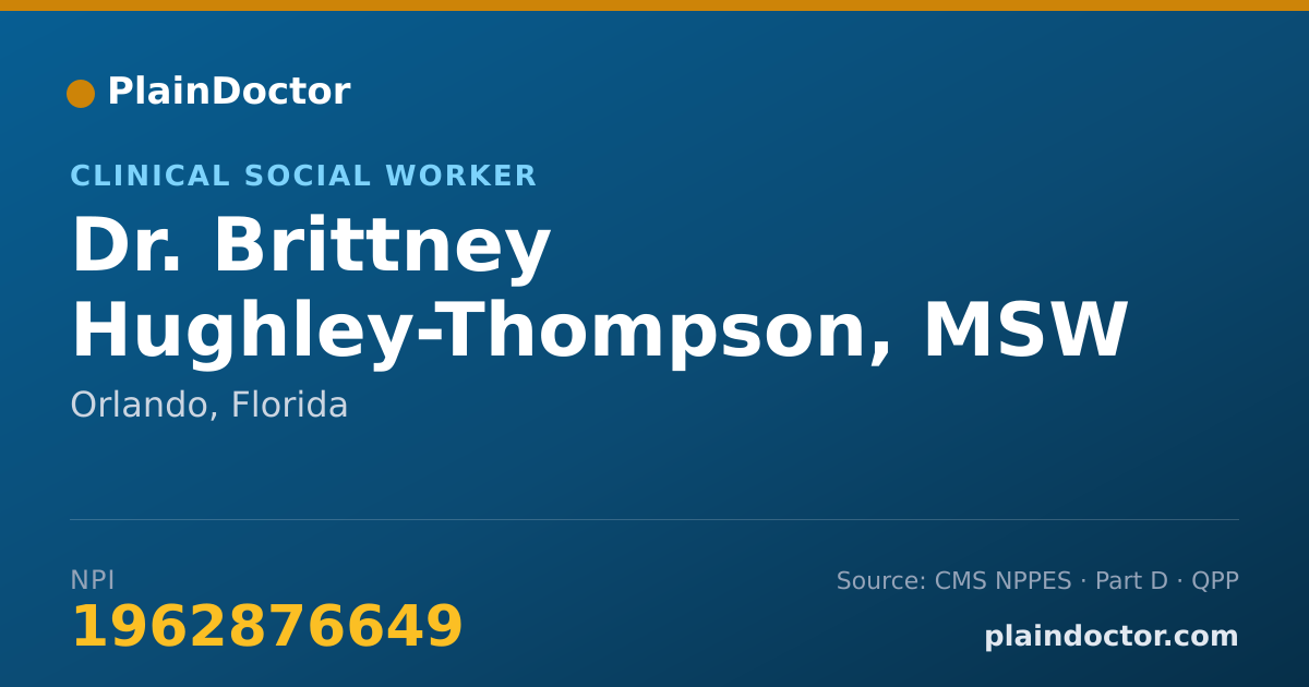 Shareable card for Brittney Hughley-Thompson, MSW - Clinical Social Worker, Orlando, FL