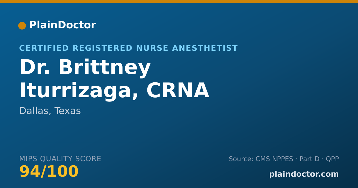 Shareable card for Brittney Iturrizaga, CRNA - Certified Registered Nurse Anesthetist, Dallas, TX