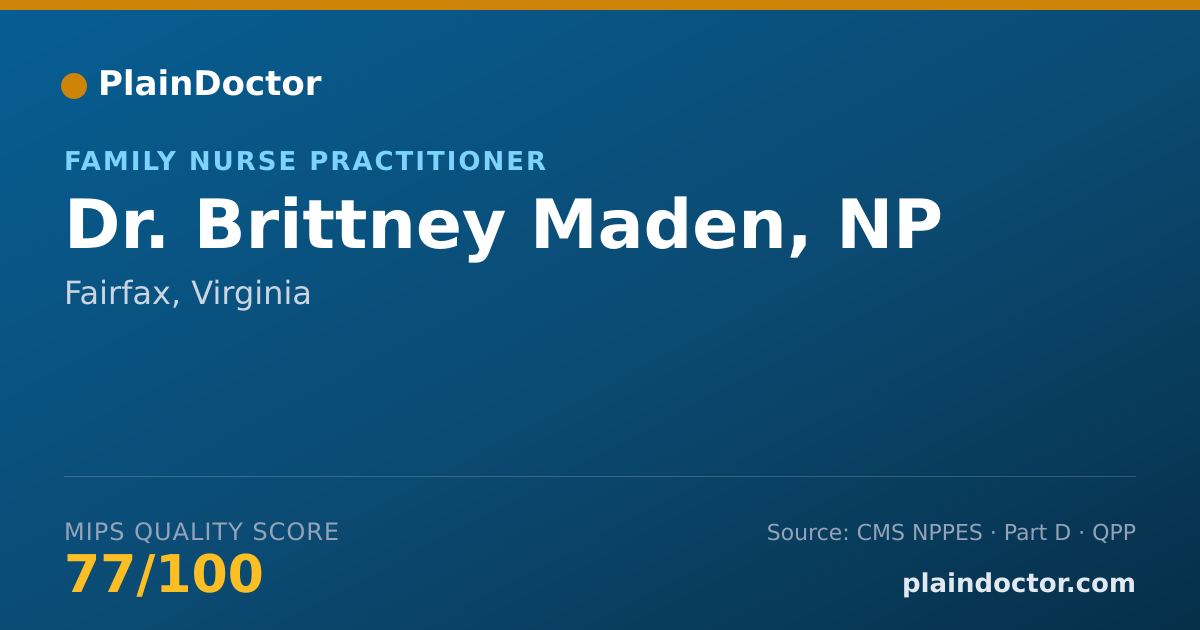 Shareable card for Brittney Maden, NP - Family Nurse Practitioner, Fairfax, VA