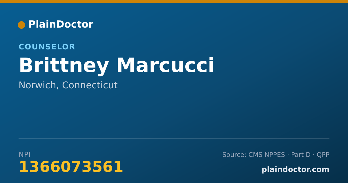Shareable card for Brittney Marcucci - Counselor, Norwich, CT