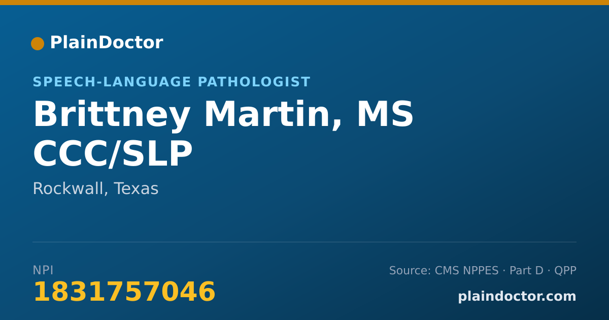 Shareable card for Brittney Martin, MS CCC/SLP - Speech-Language Pathologist, Rockwall, TX