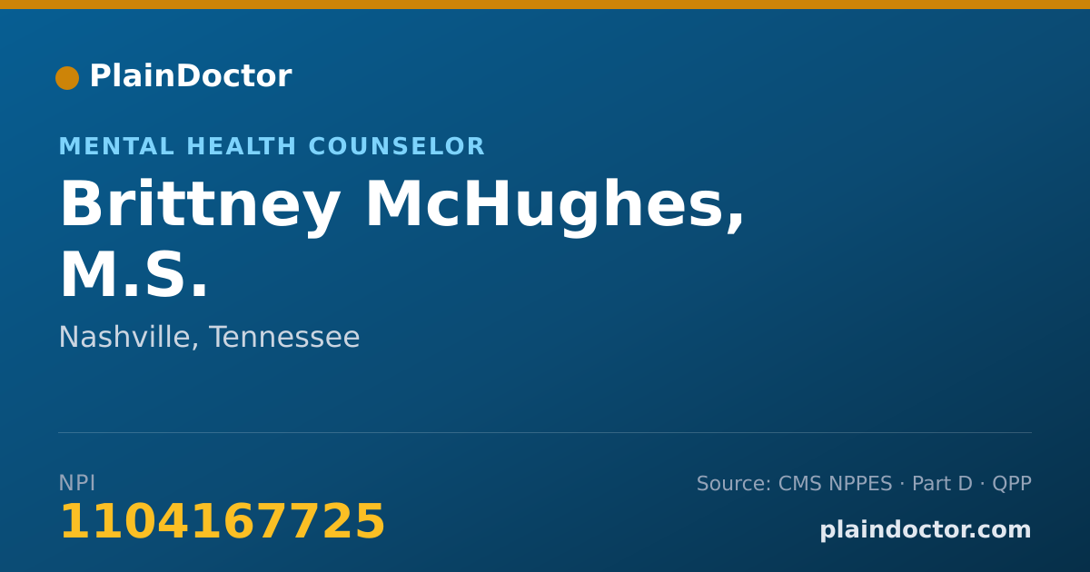 Shareable card for Brittney McHughes, M.S. - Mental Health Counselor, Nashville, TN