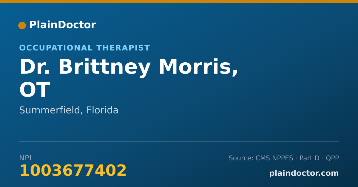 Shareable card for Brittney Morris, OT - Occupational Therapist, Summerfield, FL