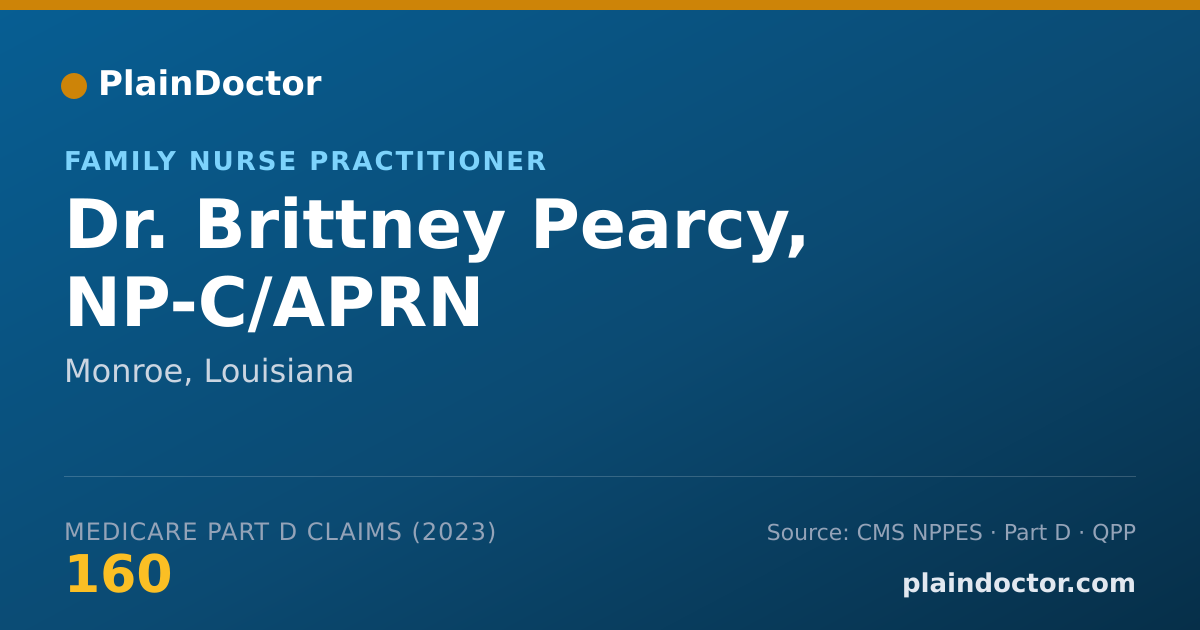 Shareable card for Brittney Pearcy, NP-C/APRN - Family Nurse Practitioner, Monroe, LA