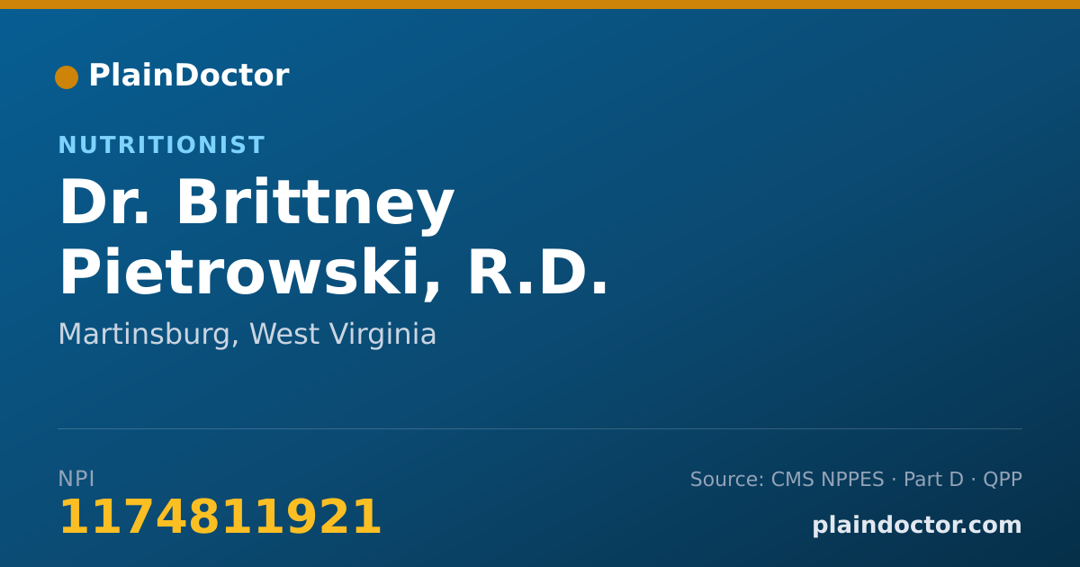 Shareable card for Brittney Pietrowski, R.D. - Nutritionist, Martinsburg, WV